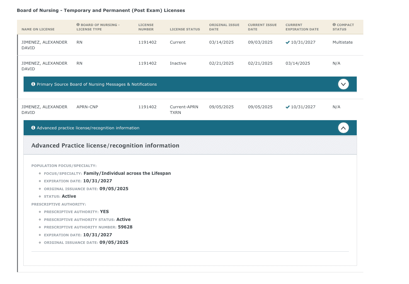 Dr. Alexander Jiménez, DC, APRN, FNP-BC # 1191402